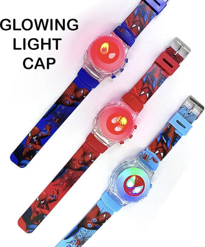 Glowing Lights Cartoon Printed Watch For Kids Random Colours - EKAS0177