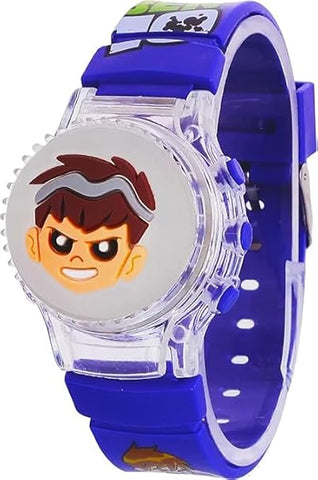 Glowing Lights Cartoon Printed Watch For Kids Random Colours - EKAS0177