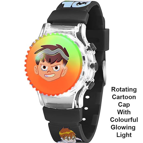 Glowing Lights Cartoon Printed Watch For Kids Random Colours - EKAS0177