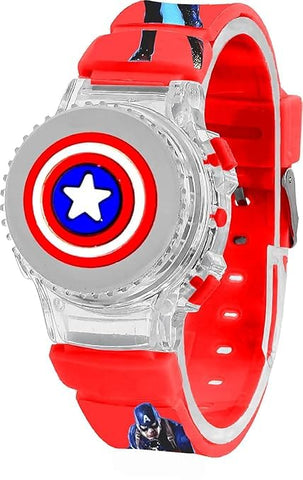 Glowing Lights Cartoon Printed Watch For Kids Random Colours - EKAS0177