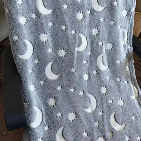 Glow in The Dark Radium Blanket for Kids Super Soft & Warm Glowing Blanket for Toddler All Seasons Baby Blanket Stars Theme (67Inch)