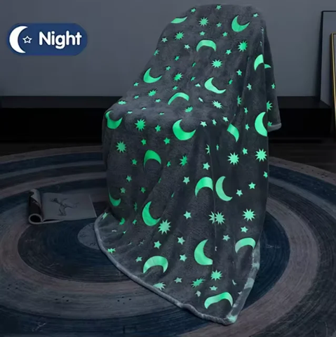 Glow in The Dark Radium Blanket for Kids Super Soft & Warm Glowing Blanket for Toddler All Seasons Baby Blanket Stars Theme (67Inch)