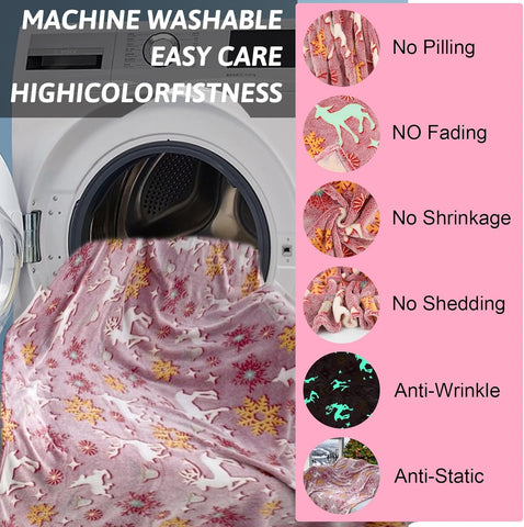 Glow in The Dark Radium Blanket for Kids Super Soft & Warm Glowing Blanket for Toddler All Seasons Baby Blanket Christmas Theme (50Inch)