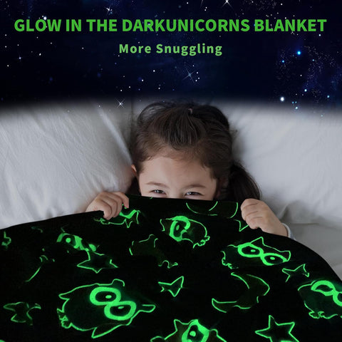 Glow in The Dark Radium Blanket for Kids Super Soft & Warm Glowing Blanket for Toddler All Seasons Baby Blanket Owl Theme (50 L x 37 H inch)