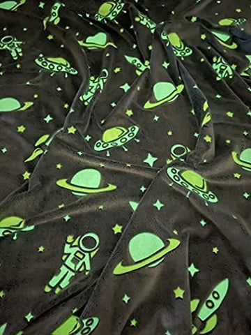 Glow in The Dark Radium Blanket for Kids Super Soft & Warm Glowing Blanket for Toddler All Seasons Baby Blanket Astronaut Theme (50 L x 37 H inch)
