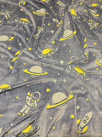 Glow in The Dark Radium Blanket for Kids Super Soft & Warm Glowing Blanket for Toddler All Seasons Baby Blanket Astronaut Theme (50 L x 37 H inch)