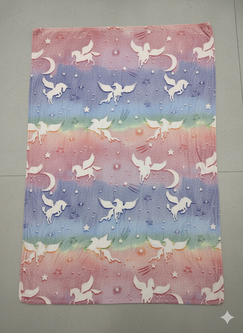 Glow in The Dark Radium Blanket for Kids Super Soft & Warm Glowing Blanket for Toddler All Seasons Baby Blanket Flying Pegasus Horses Theme (50 L x 37 H inch)