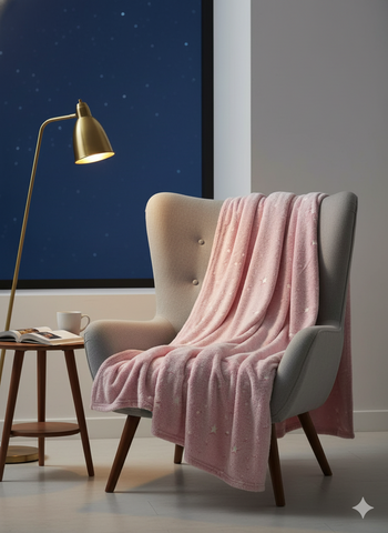 Glow in The Dark Radium Blanket for Kids Super Soft & Warm Glowing Blanket for Toddler All Seasons Baby Pink Blanket With Star Pattern Theme (50 L x 37 H inch)