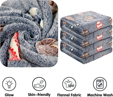 Glow in The Dark Radium Blanket for Kids Super Soft & Warm Glowing Blanket for Toddler All Seasons Baby Blanket With a Sports Theme (50 L x 37 H inch)