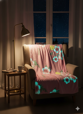 Glow in The Dark Radium Blanket for Kids Super Soft & Warm Glowing Blanket for Toddler All Seasons Baby Pink With a Floral Pattern Theme (50 L x 37 H inch)