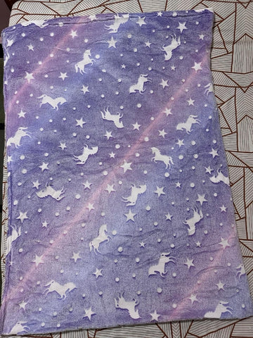 Glow in The Dark Radium Blanket for Kids Super Soft & Warm Glowing Blanket for Toddler All Seasons Baby Purple Unicorn  Theme (50 L x 37 H inch)