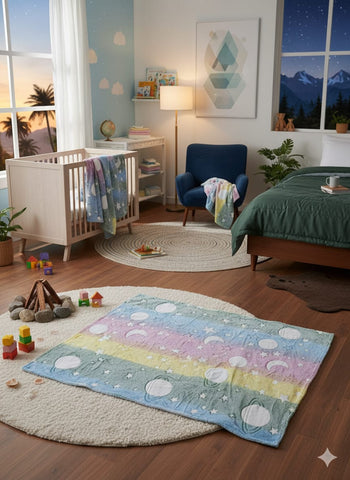 Glow in The Dark Radium Blanket for Kids Super Soft & Warm Glowing Blanket for Toddler All Seasons Baby Star and Moon Pattern Theme (50 L x 37 H inch)