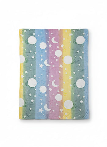 Glow in The Dark Radium Blanket for Kids Super Soft & Warm Glowing Blanket for Toddler All Seasons Baby Star and Moon Pattern Theme (50 L x 37 H inch)