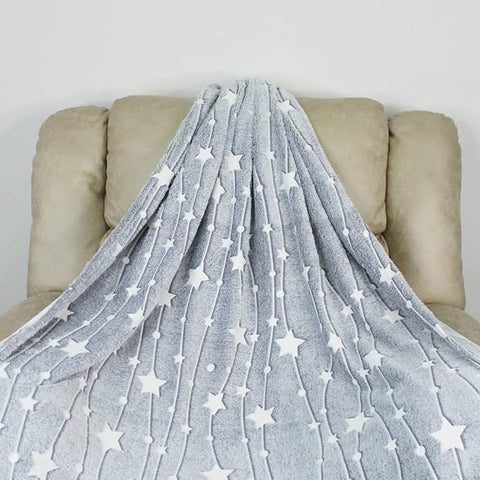 Glow in The Dark Radium Blanket for Kids Super Soft & Warm Glowing Blanket  Stars Pattern 2 Theme  (59 L x 70 H Inch )