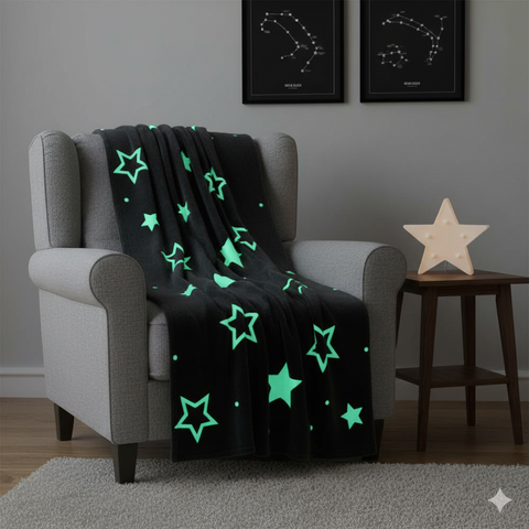 Glow in The Dark Radium Blanket for Kids Super Soft & Warm Glowing Blanket Stars Pattern-3 Theme  (59 L x 70 H Inch )