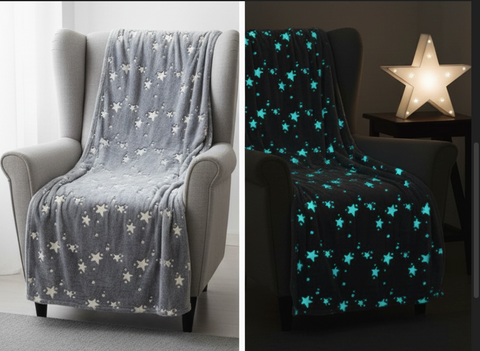 Glow in The Dark Radium Blanket for Kids Super Soft & Warm Glowing Blanket Stars Pattern-5 Theme  (59 L x 70 H Inch )
