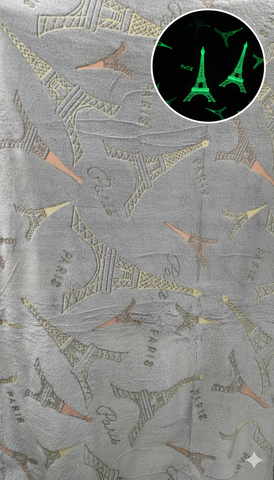Glow in The Dark Radium Blanket for Kids Super Soft & Warm Glowing Blanket Eiffel Tower Pattern Theme  (59 L x 70 H Inch )