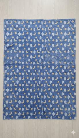 Glow in The Dark Radium Blanket for Kids Super Soft & Warm Star and Moon Pattern Theme  (59 L x 70 H Inch )