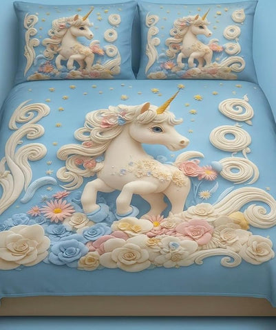 7D Sky Horse Design Bedcover And 2 Pillow Covers (90 X 100 Inch) - EKBB0076