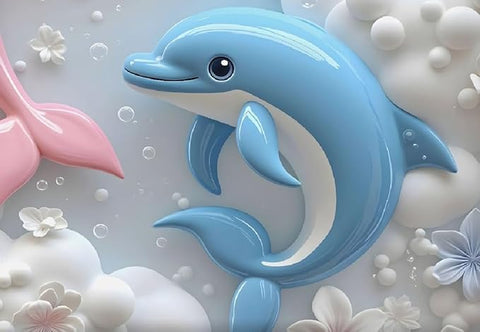 7D Dolphin Design Bedcover And 2 Pillow Covers (90 X 100 Inch) - EKBB0082