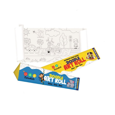 Extrokids Reuseable Wheelie World Cartoon Doodle Art Roll - EKC2173