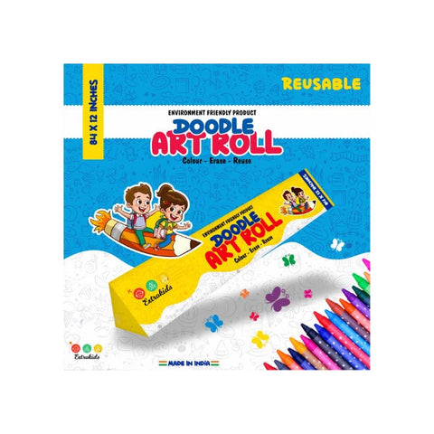 Extrokids Reuseable Wheelie World Cartoon Doodle Art Roll - EKC2173