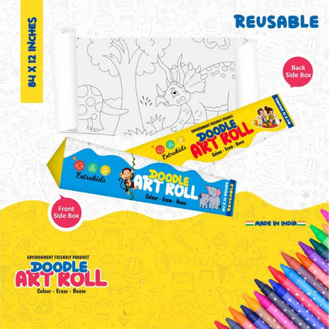 Extrokids Reuseable Jurassic Dinosurs Doodle Art Roll - EKC2174