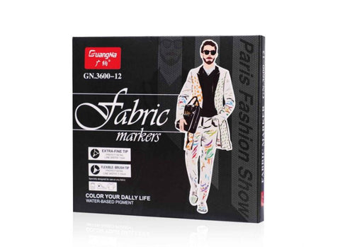 Fabric T-Shirt Marker Brush Fine Dual Tips 12 Color - EKC2220
