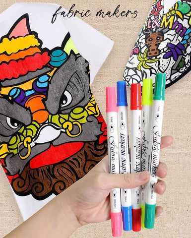 Fabric T-Shirt Marker Brush Fine Dual Tips 12 Color - EKC2220