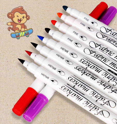 Fabric T-Shirt Marker Brush Fine Dual Tips 12 Color - EKC2220