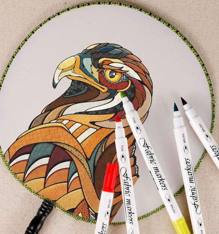 Fabric T-Shirt Marker Brush Fine Dual Tips 12 Color - EKC2220