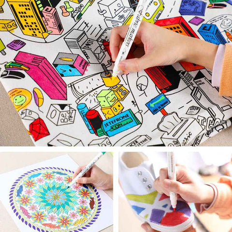 Fabric T-Shirt Marker Brush Fine Dual Tips 12 Color - EKC2220