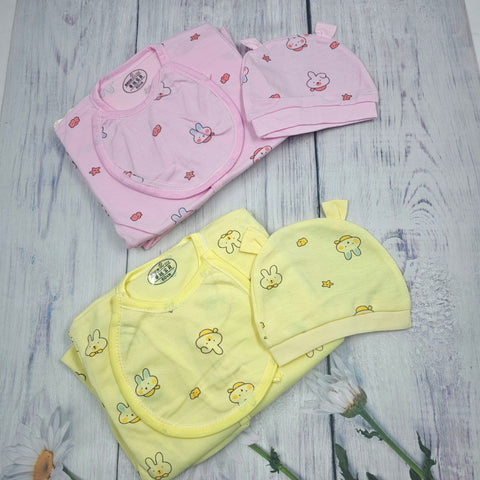 0-6 Dress Cap Bib Set For Just Born 1 Pcs Pandom Design Will Be Shipped - EKJB0019
