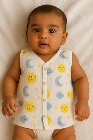 Muslin Button Jabla 1 Pcs For New Born Babies - EKJB0025