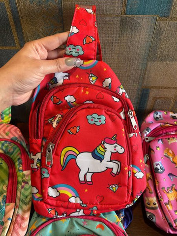 Kids Travel Chest Bag - Red Unicorn - EKSS0177 - 2