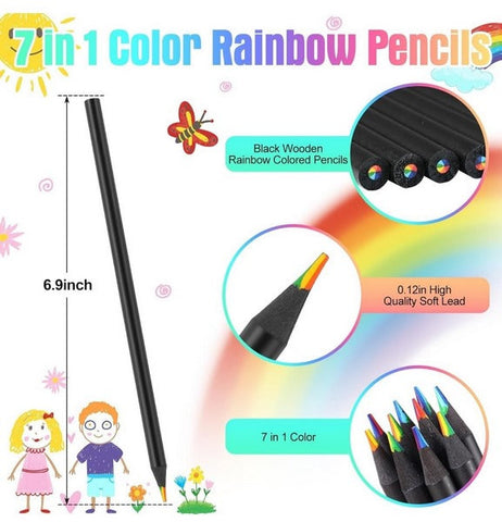 Wooden 12Pc Rainbow Color Pencil - EKSS0188