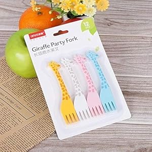 Reusable Giraffe Party Fork For 12 Pcs Multicolour - EKSS0195