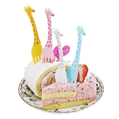 Reusable Giraffe Party Fork For 12 Pcs Multicolour - EKSS0195