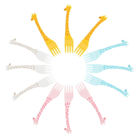Reusable Giraffe Party Fork For 12 Pcs Multicolour - EKSS0195