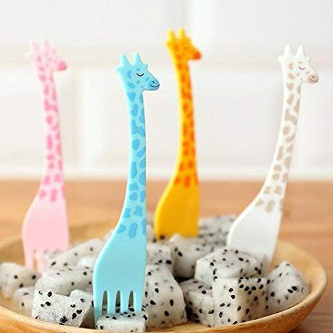 Reusable Giraffe Party Fork For 12 Pcs Multicolour - EKSS0195