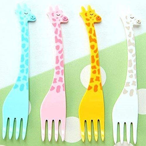 Reusable Giraffe Party Fork For 12 Pcs Multicolour - EKSS0195