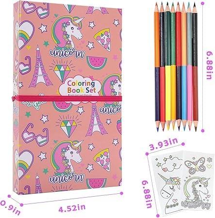 30 Pages Colouring Book Set With 8 Colour Pencils And 10 Scratch Reveal Pages - EKSS0197