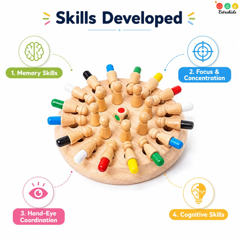 Classic Wooden Color Memory Chess | Fun Intelligence Game for Kids