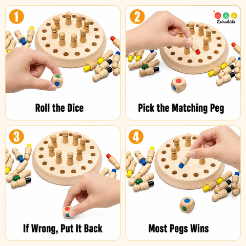 Classic Wooden Color Memory Chess | Fun Intelligence Game for Kids