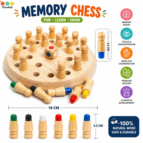 Classic Wooden Color Memory Chess | Fun Intelligence Game for Kids
