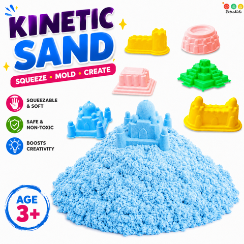 Blue Kinetic Sand 1Kg + 6 Mould Moulds – Sensory Play Kit
