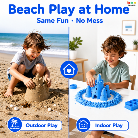 Blue Kinetic Sand 1Kg + 6 Mould Moulds – Sensory Play Kit
