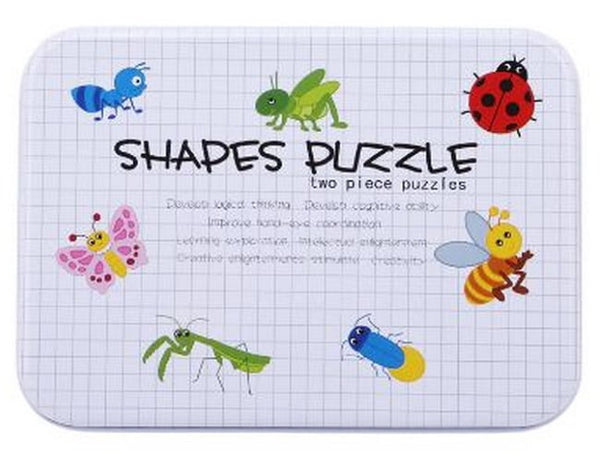 Wooden 2 pc shape puzzle with steel box Insects - EKT2075