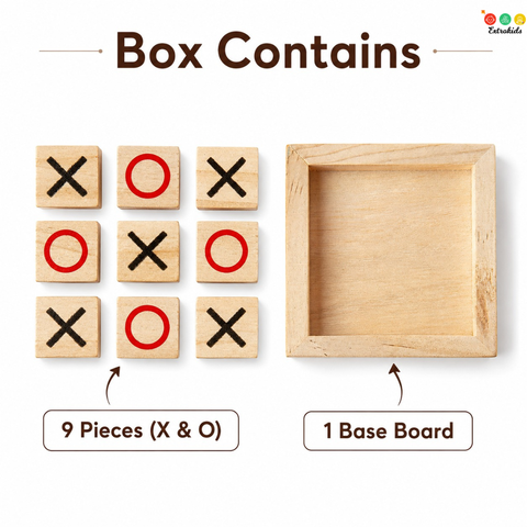 Wooden Tic-Tac-Toe Game | Compact Strategy & Travel-Friendly XO Game