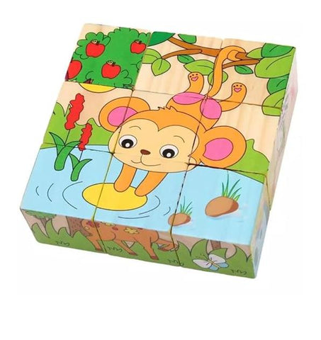 9-Piece Wooden Cube Puzzle (One Random Design Shipped)